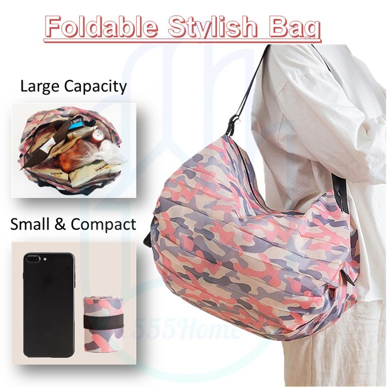 [SG] Foldable Shopping Bag /Travel Grocery Tote Bags / Eco-friendly / Recycle  / Portable Reusable Sling Bag