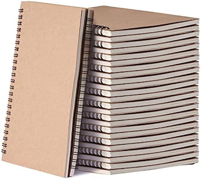 48 Pack A5 Spiral Notebook College Ruled Spiral Notebook Bulk Inches Hardcover Kraft Notebooks Lined Travel Writing Notebooks Journal Notepad for Office School Supplies, 50 Sheets 100 Pages, 8.3 x 5.5
