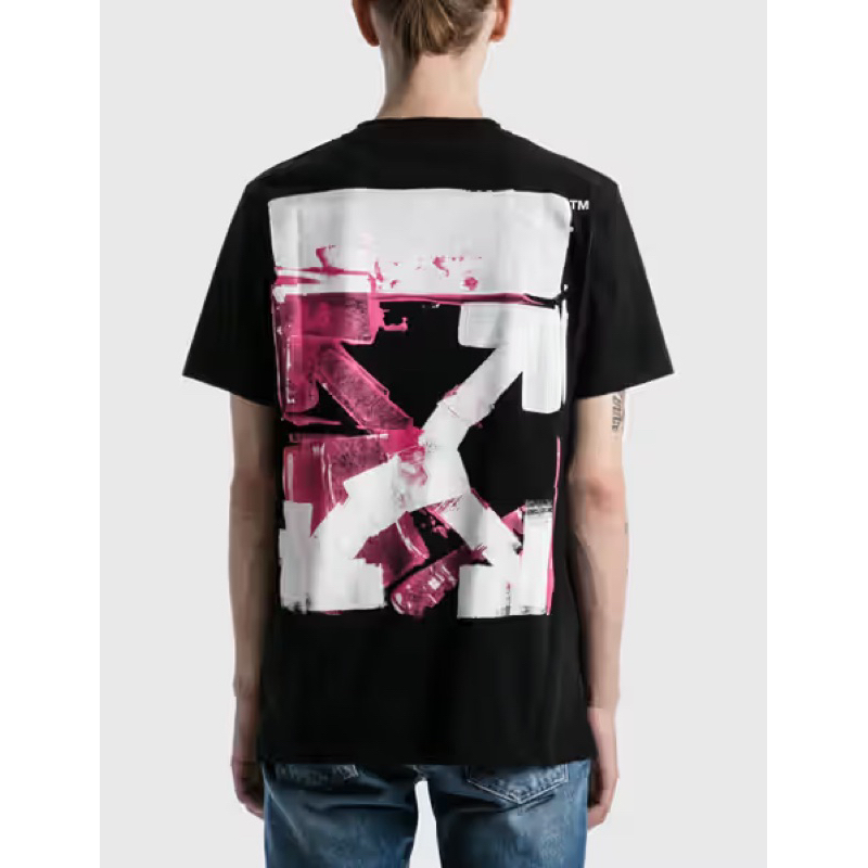 [JSHOPSPREE] Off White Airport Tape and Acrylic Arrow Tee Black
