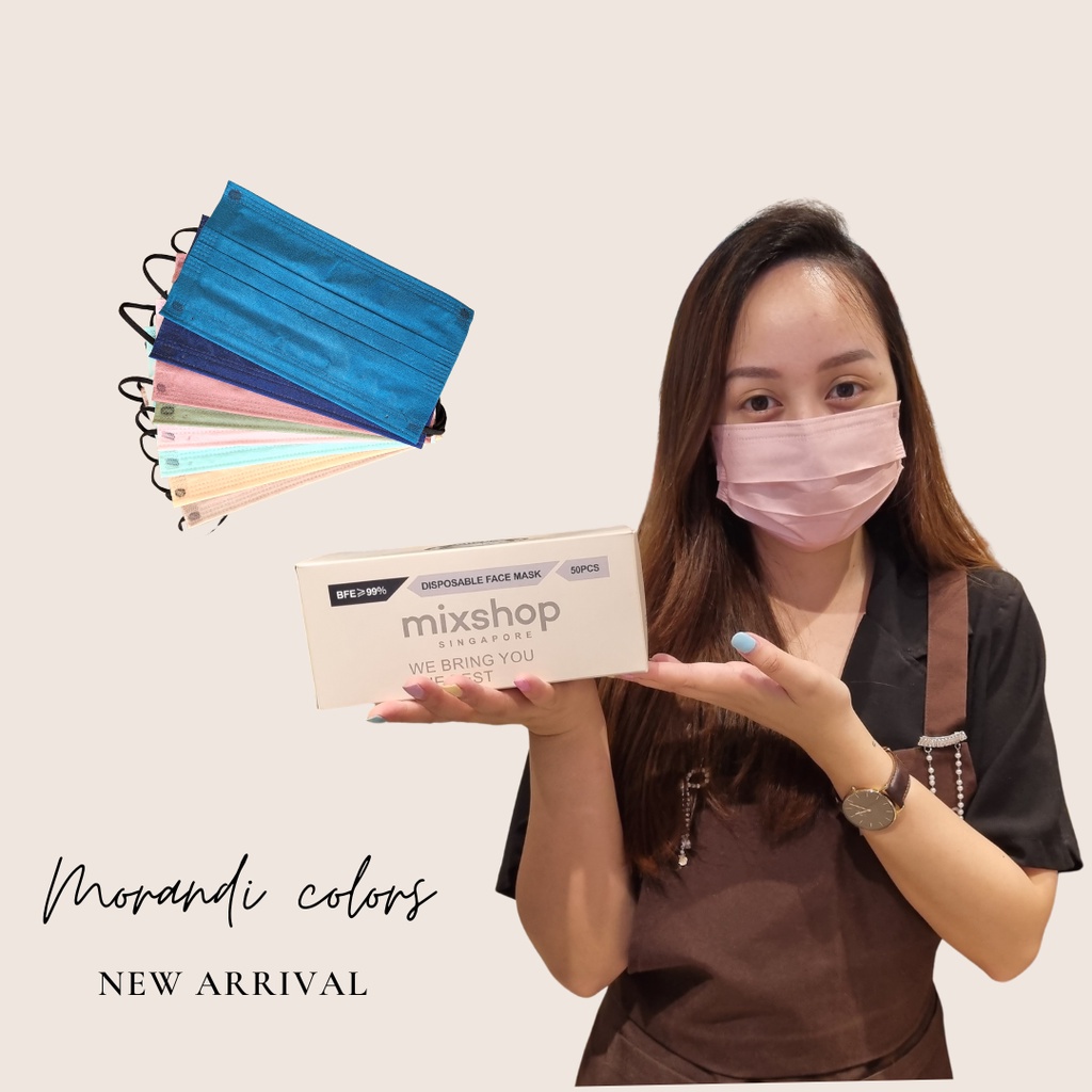 mixshop Morandi colors 3PLY disposable face mask, Medical Mask,  BFE>99% Mask,  SG STOCK