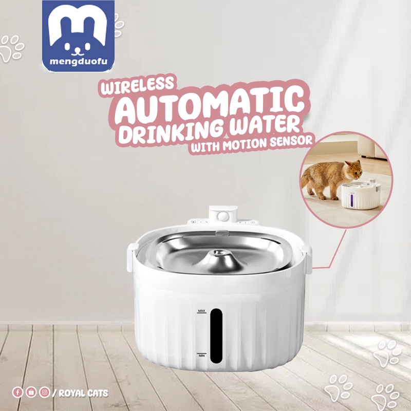 [SG Stock] 2L Cat Water Fountain 5000mAh Automatic Pet Water Fountain Dispenser Wireless Sensor Water Feeder Cat Drinking