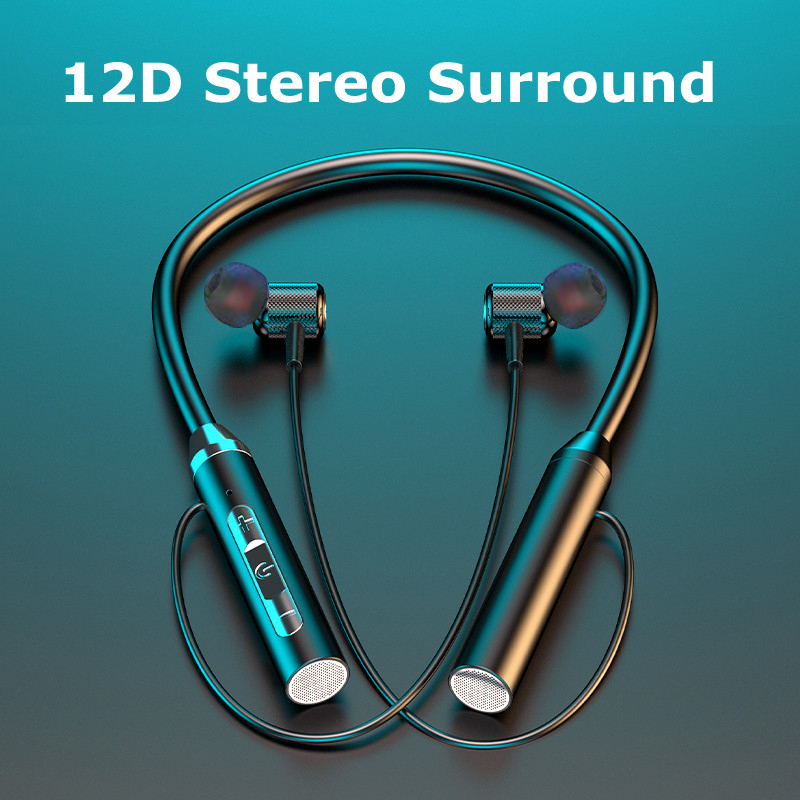 HQAi G01 Bluetooth Earphones Hanging Neck In-ear Bluetooth Headset 5.0 Wireless HiFi Stereo Sports Neckband Magnetic Waterproof Headset